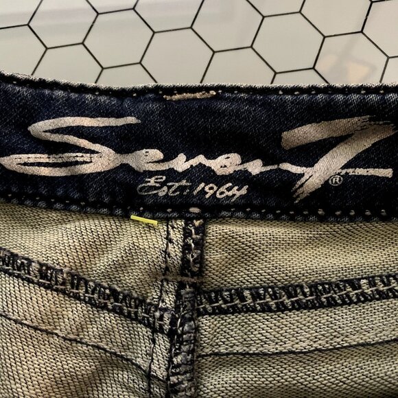 Seven7 Slimboot Jeans Womens 8 Distressed Whisker Front Thick Stitch Embroidered - Picture 12 of 13